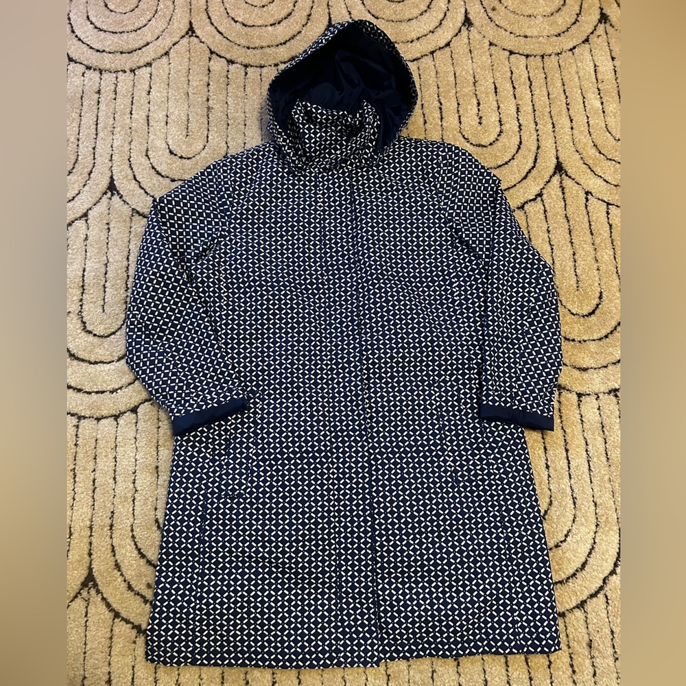 Lands' End Quilted Navy and White Jacket